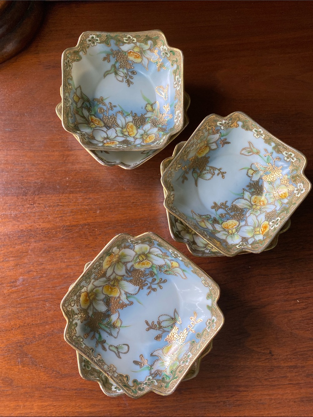 Antique Japanese Nippon Hand-Painted Porcelain Bowls Set of 6